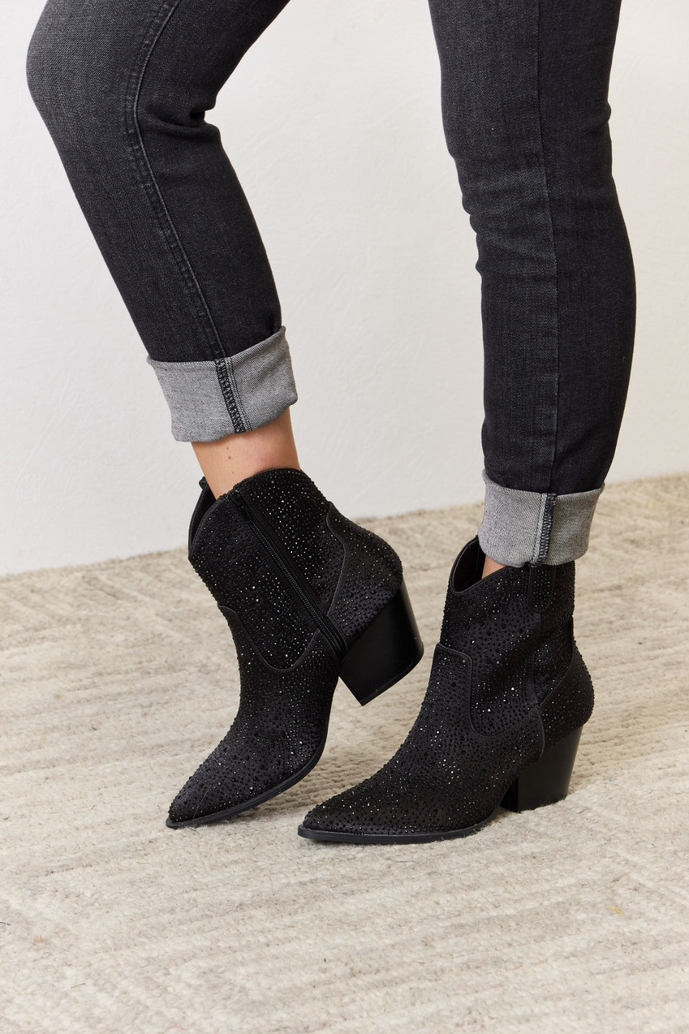 East Lion Corp Rhinestone Ankle Cowboy Boots by Wild and Free Boutique
