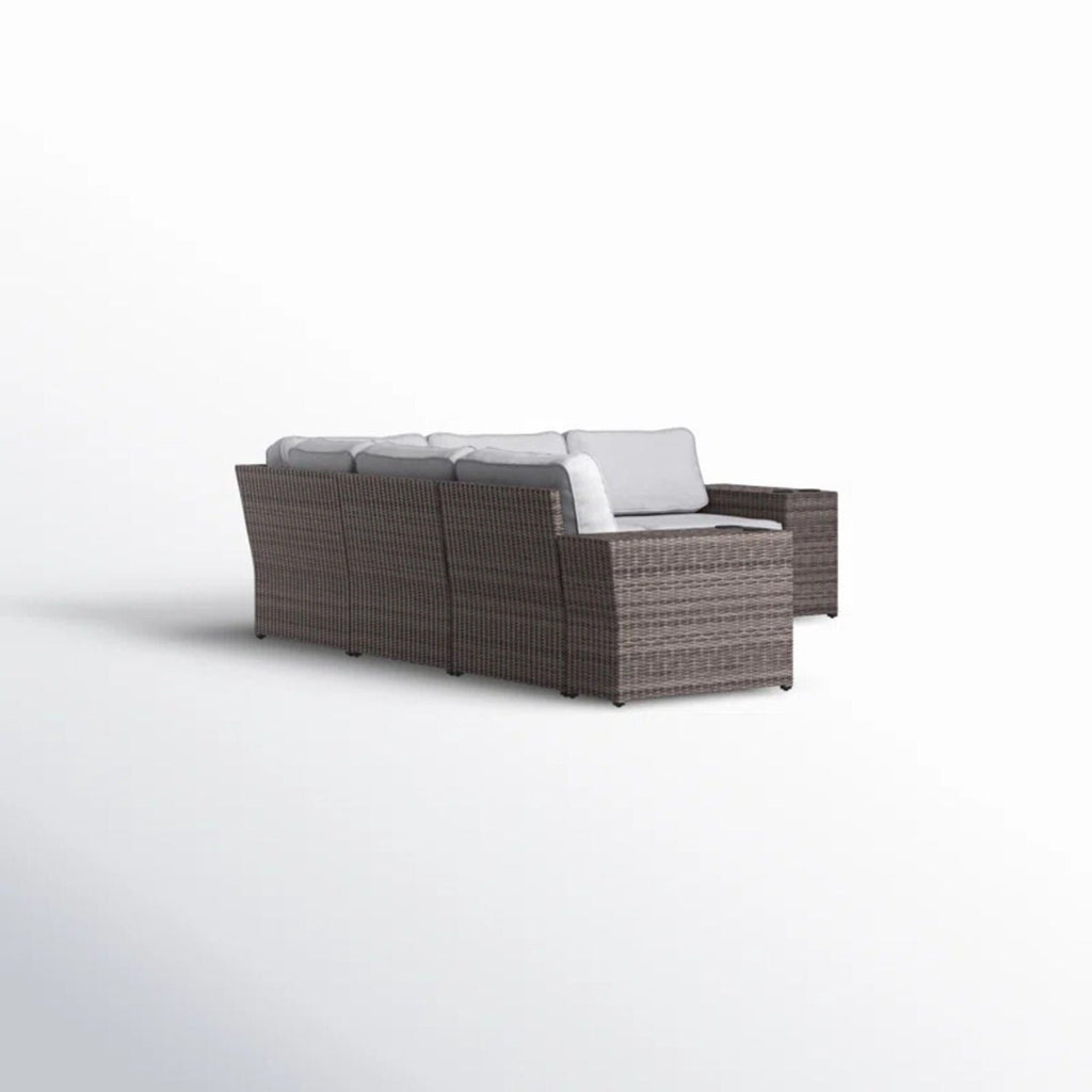 Wide Reversible Outdoor Sectional Sofa With Cushions - Brown / Gray by Unique Piece Furniture