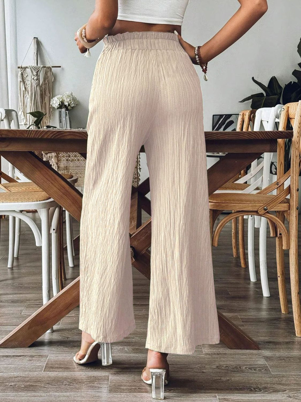 Pocketed Elastic Waist Wide Leg Pants by Wild and Free Boutique