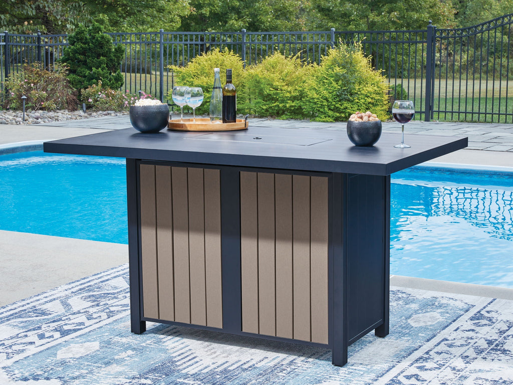 East Beach - Rectangular Bar Table With Fire Pit - Blue by Unique Piece Furniture