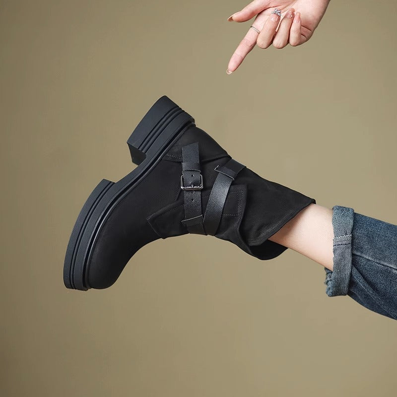 Women’s Brown Retro British-Style Ankle Boots | Autumn Winter Boots by FitiqueFit