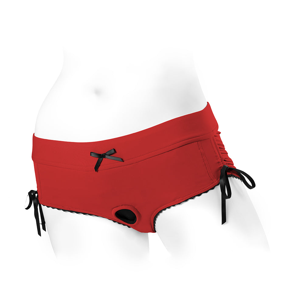 SpareParts Sasha Cinch Booty Short Harness Red/Black Size 2XL by SpareParts