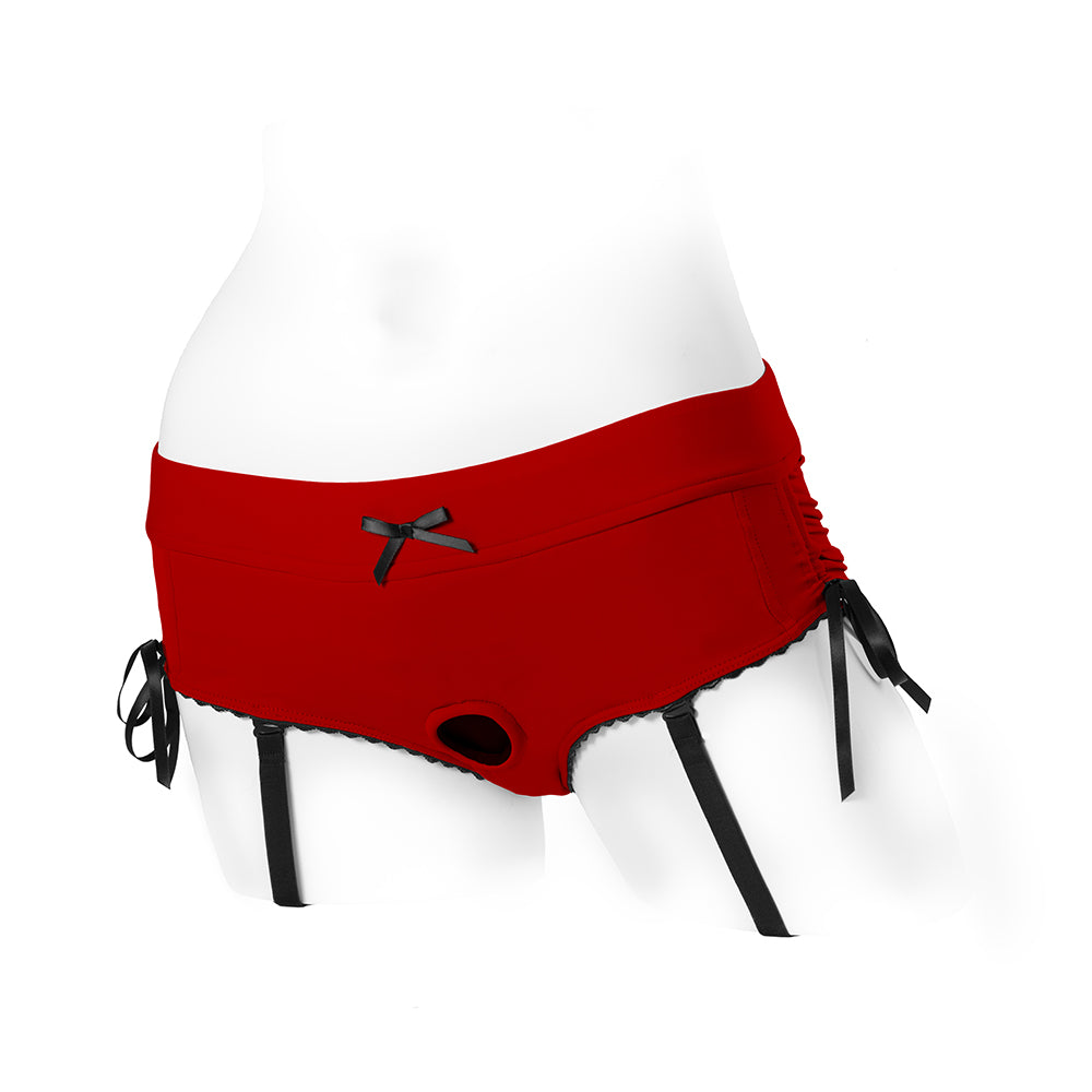 SpareParts Sasha Cinch Booty Short Harness Red/Black Size 2XL by SpareParts