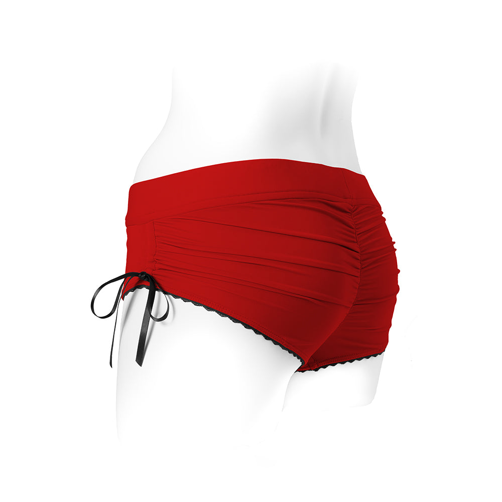 SpareParts Sasha Cinch Booty Short Harness Red/Black Size 2XL by SpareParts