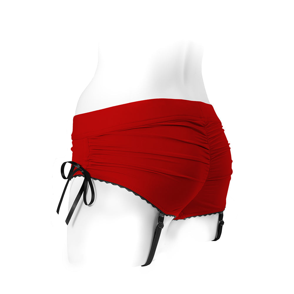 SpareParts Sasha Cinch Booty Short Harness Red/Black Size 2XL by SpareParts