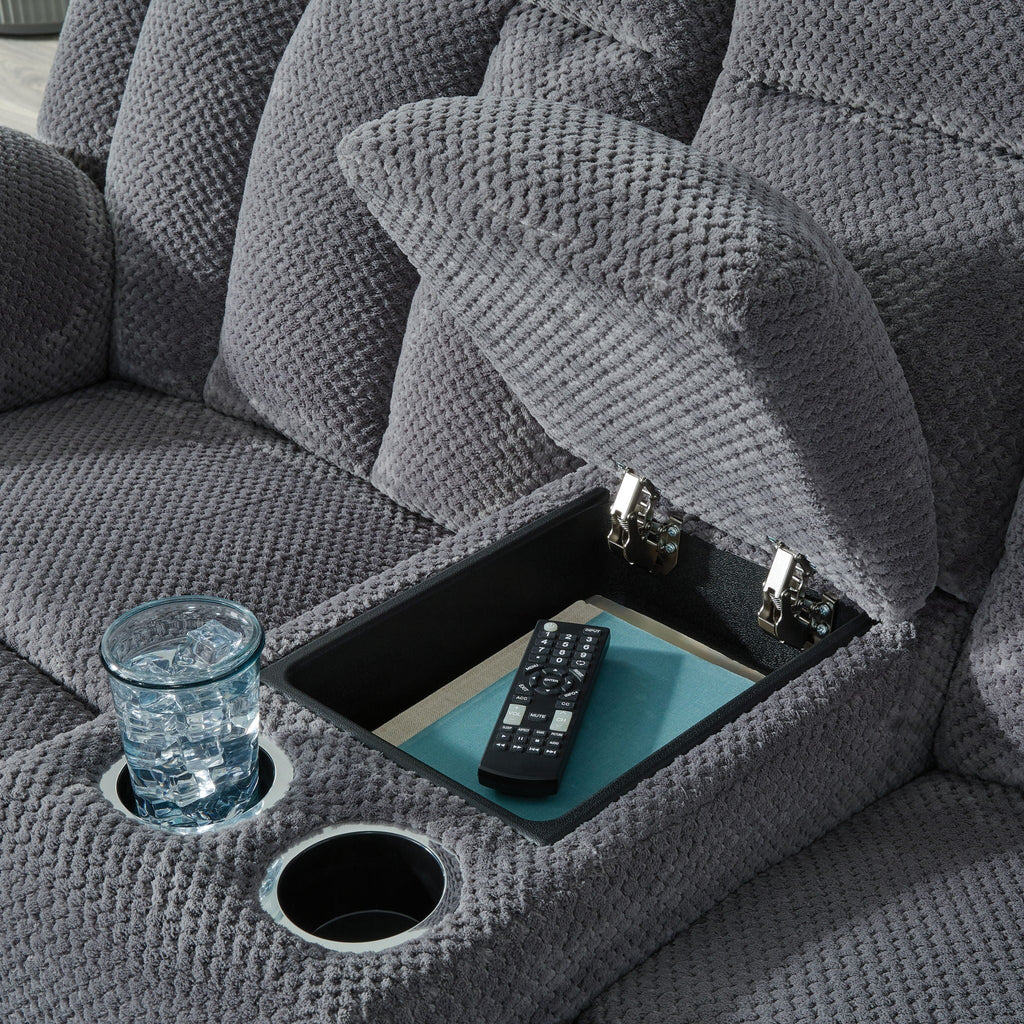 Observation - Double Reclining Power Loveseat With Console - Steel by Unique Piece Furniture