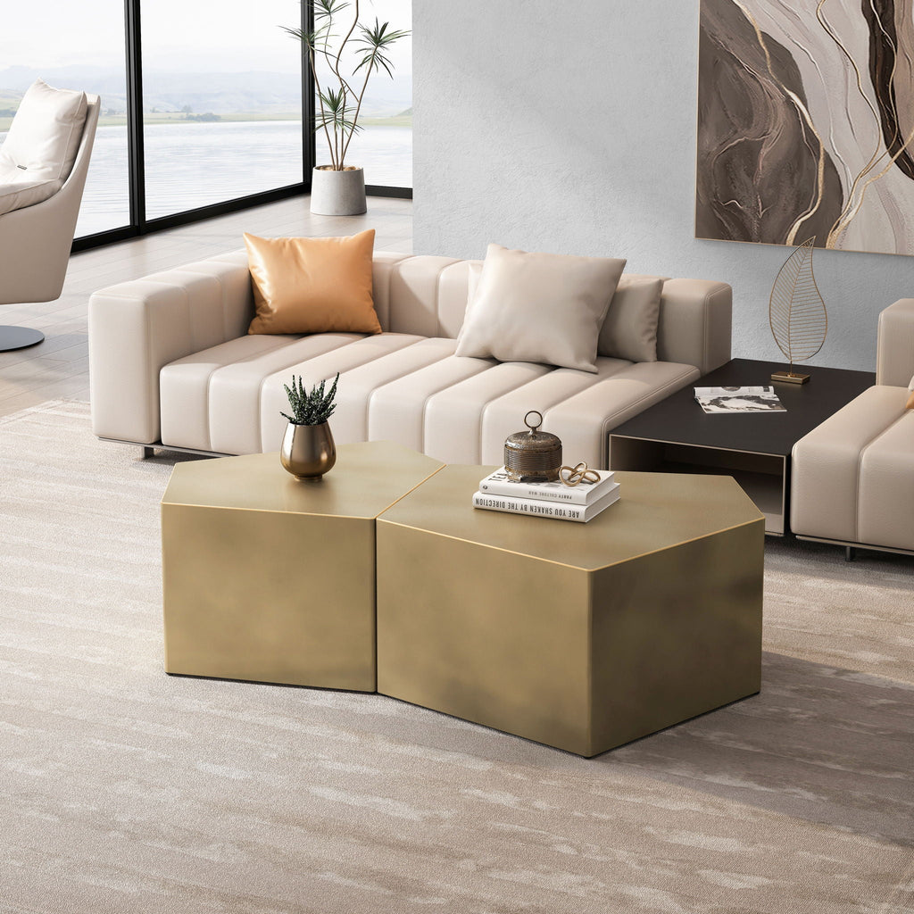 Irregular Pentagon Nesting Coffee Table Set by Unique Piece Furniture