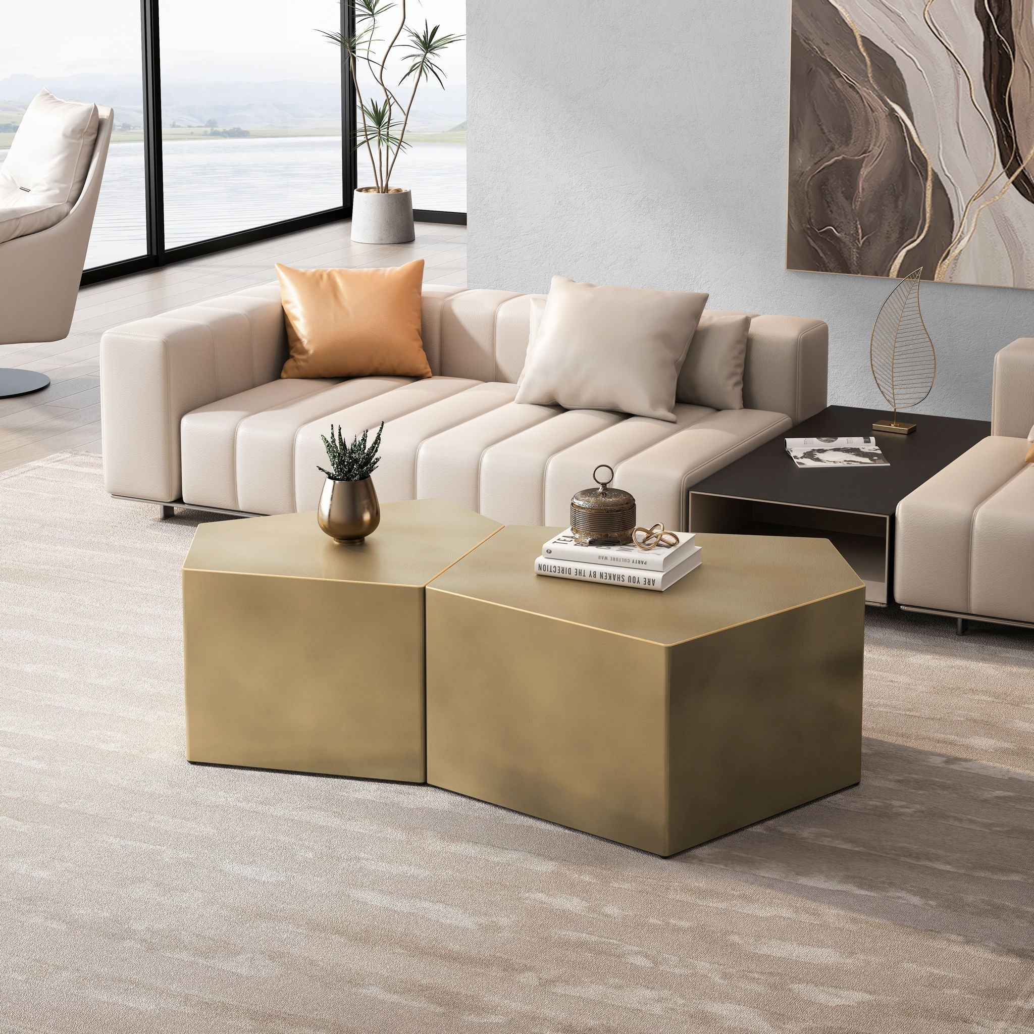 Irregular Pentagon Nesting Coffee Table Set by Unique Piece Furniture
