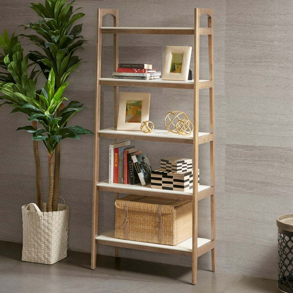 Parker - Bookcase With 5 Shelves - Off White / Natural by Unique Piece Furniture
