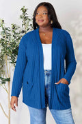 Basic Bae Full Size Ribbed Open Front Cardigan with Pockets by Wild and Free Boutique