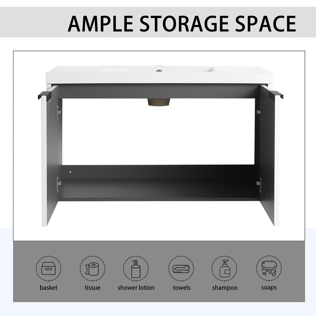Contemporary Wall Mounted Bathroom Vanity With Resin Double Sink by Unique Piece Furniture