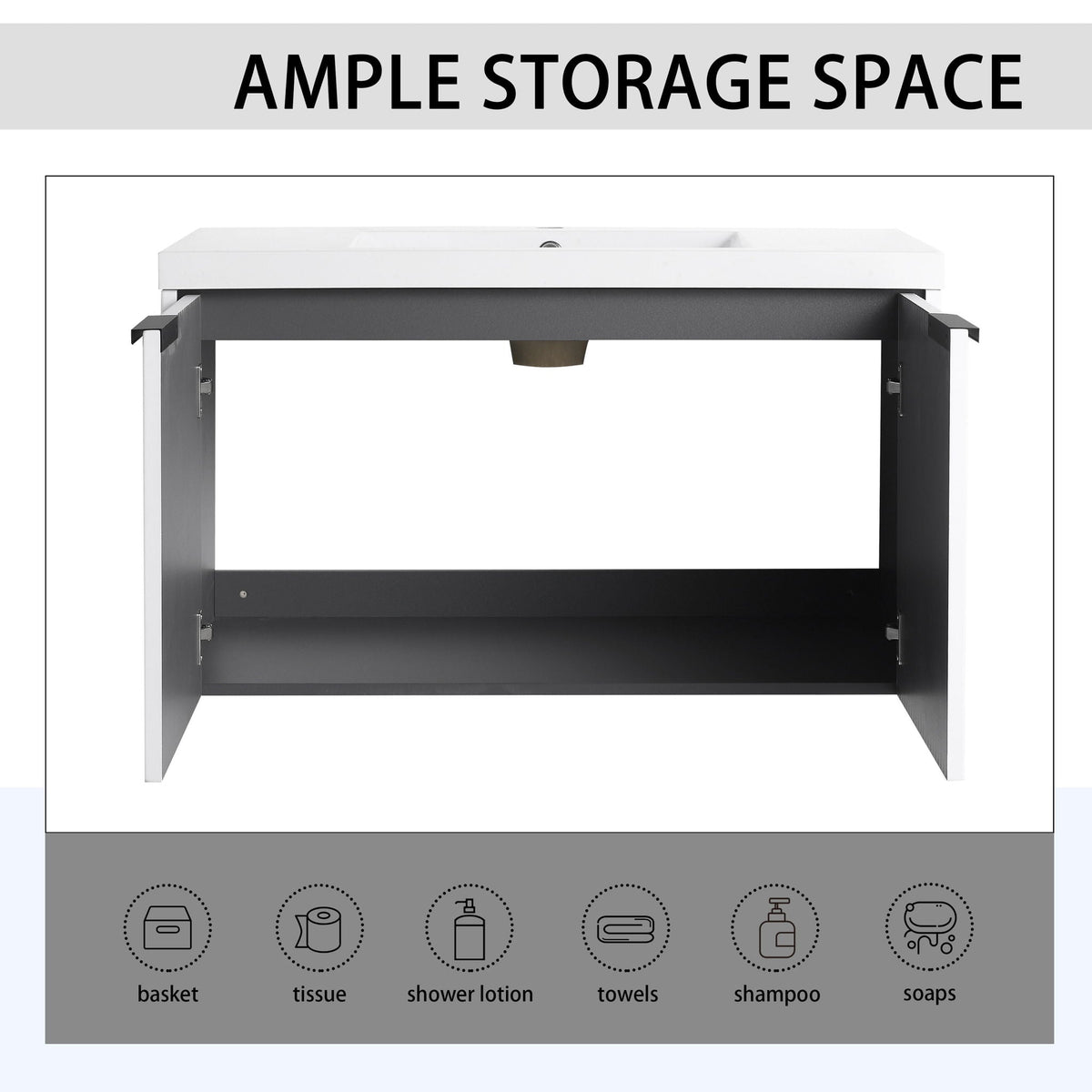 Contemporary Wall Mounted Bathroom Vanity With Resin Double Sink by Unique Piece Furniture