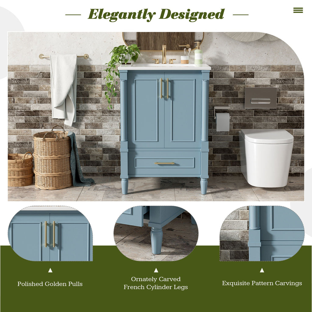 Bathroom Vanity With Ornate French Cylinder Legs, Soft Close Drawer by Unique Piece Furniture