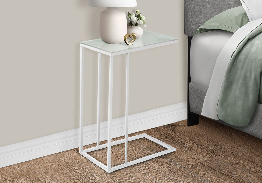 Accent Table, C - Shaped, Tempered Glass, Stylish Design Contemporary & Modern by Unique Piece Furniture