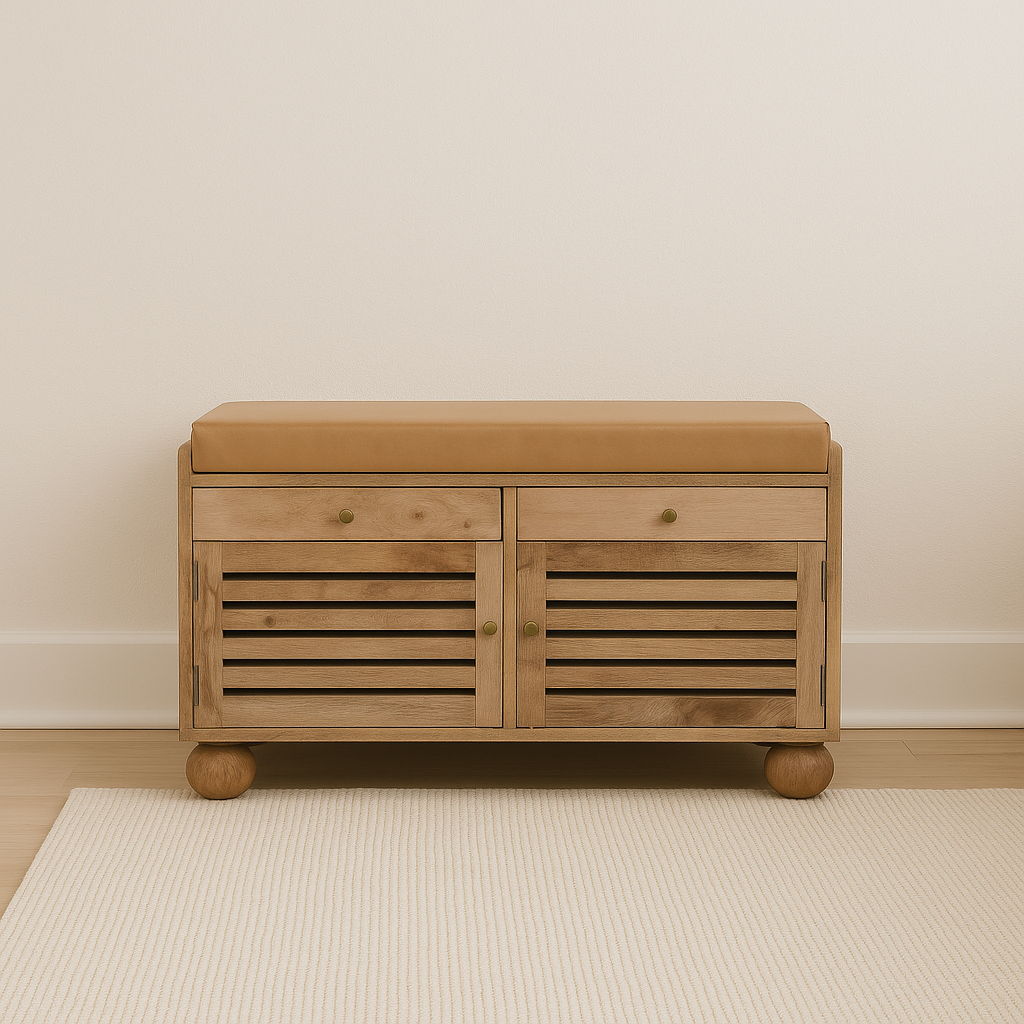 Shutter Shoe Rack With 2 Drawers - Beige by Unique Piece Furniture
