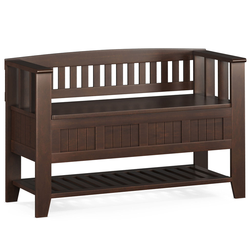 Acadian - Entryway Storage Bench With Shelf - Brown by Unique Piece Furniture