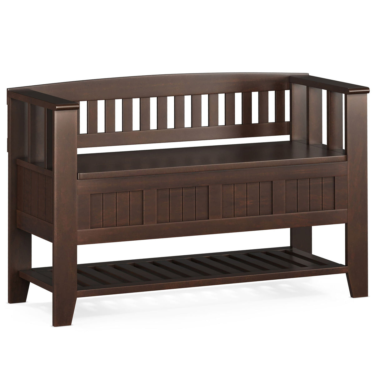 Acadian - Entryway Storage Bench With Shelf - Brown by Unique Piece Furniture