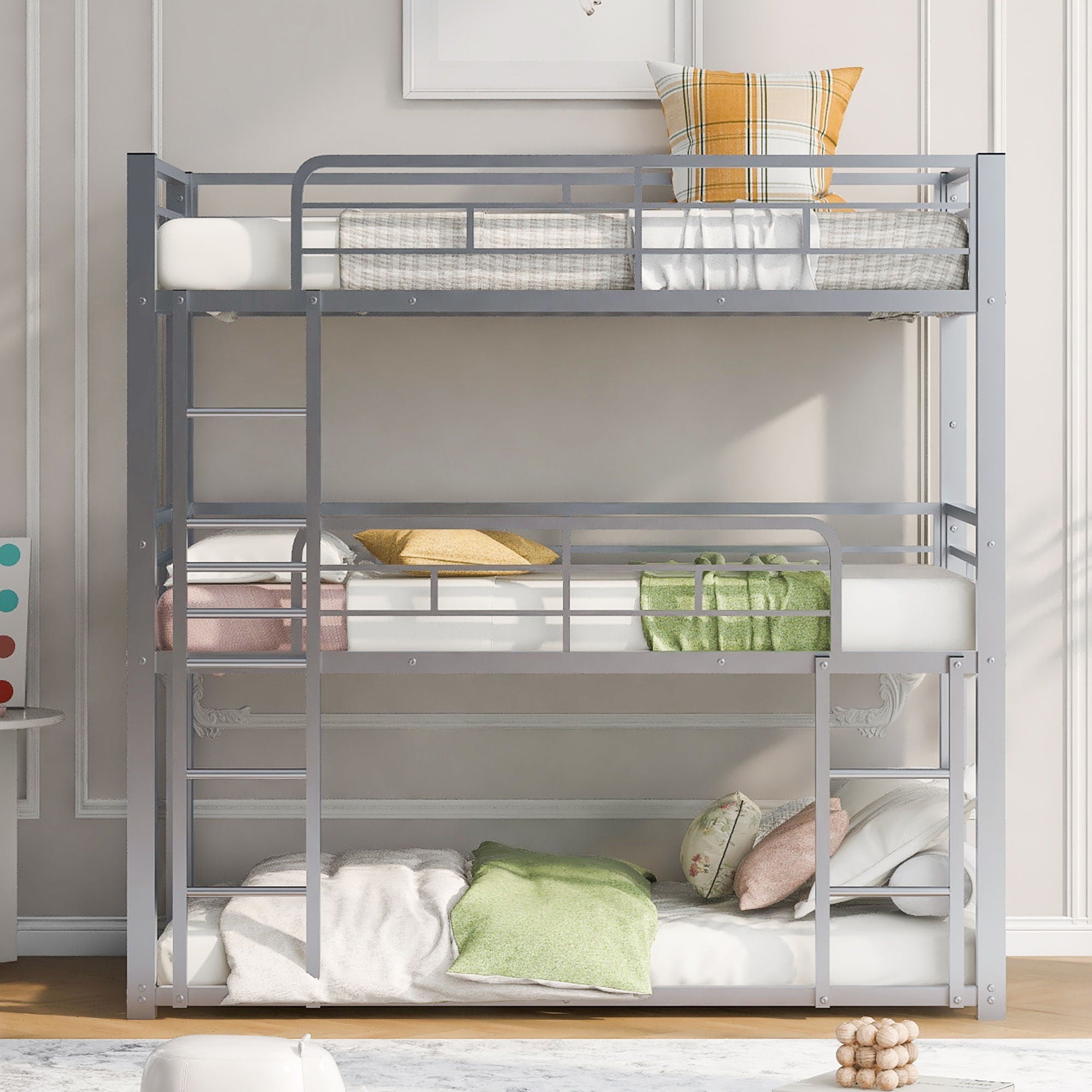Triple Bunk Bed With Sturdy Construction And Space Saving Design by Unique Piece Furniture