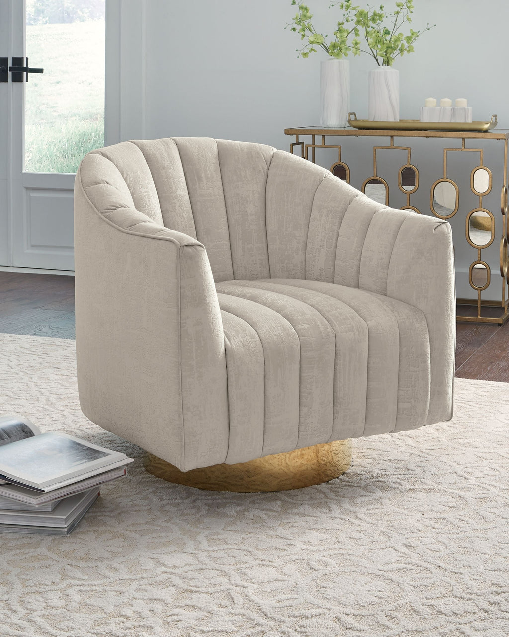 Penzlin - Swivel Accent Chair - Pearl by Unique Piece Furniture