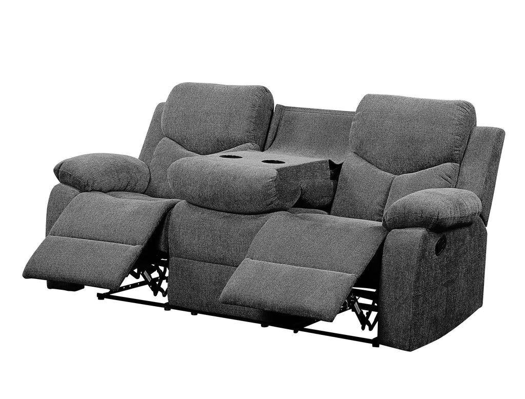 Kalen - Chenille Sofa With Drop Down Table - Gray by Unique Piece Furniture