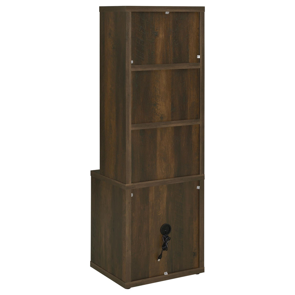 Westpark 3-shelf Bookcase USB and Lockable Drawer Dark Pine by Unique Piece Furniture