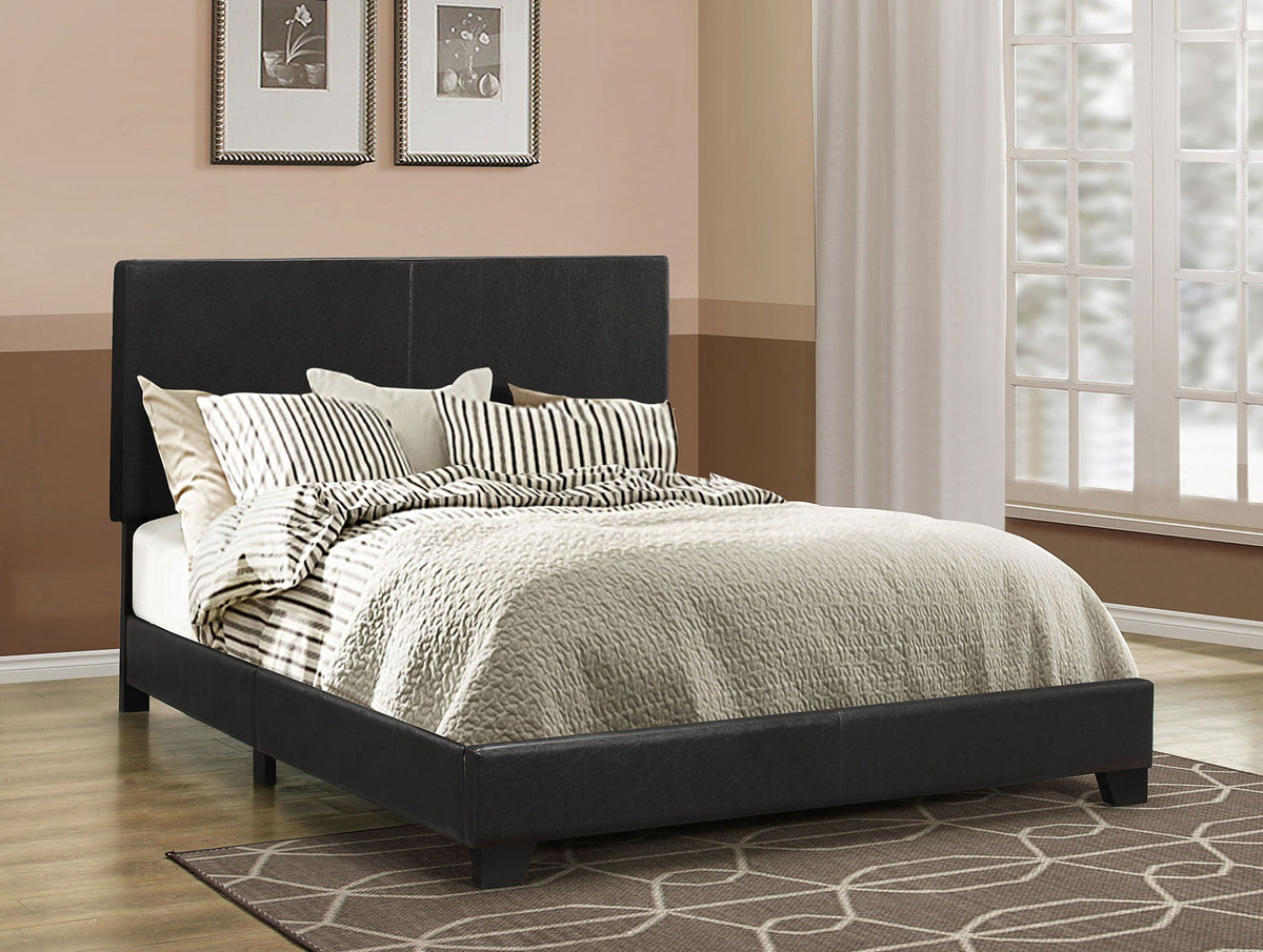 Dorian Faux Leather Upholstered Queen Panel Bed Black by Unique Piece Furniture