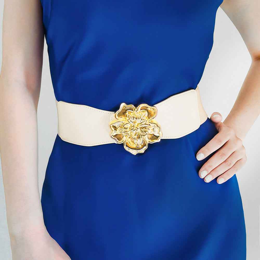 Flower Alloy Buckle Elastic Belt by Wild and Free Boutique