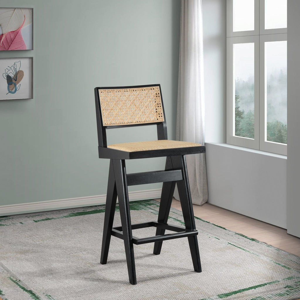 Keira - Bar Stool (Set of 2) - Black / Rattan by Unique Piece Furniture