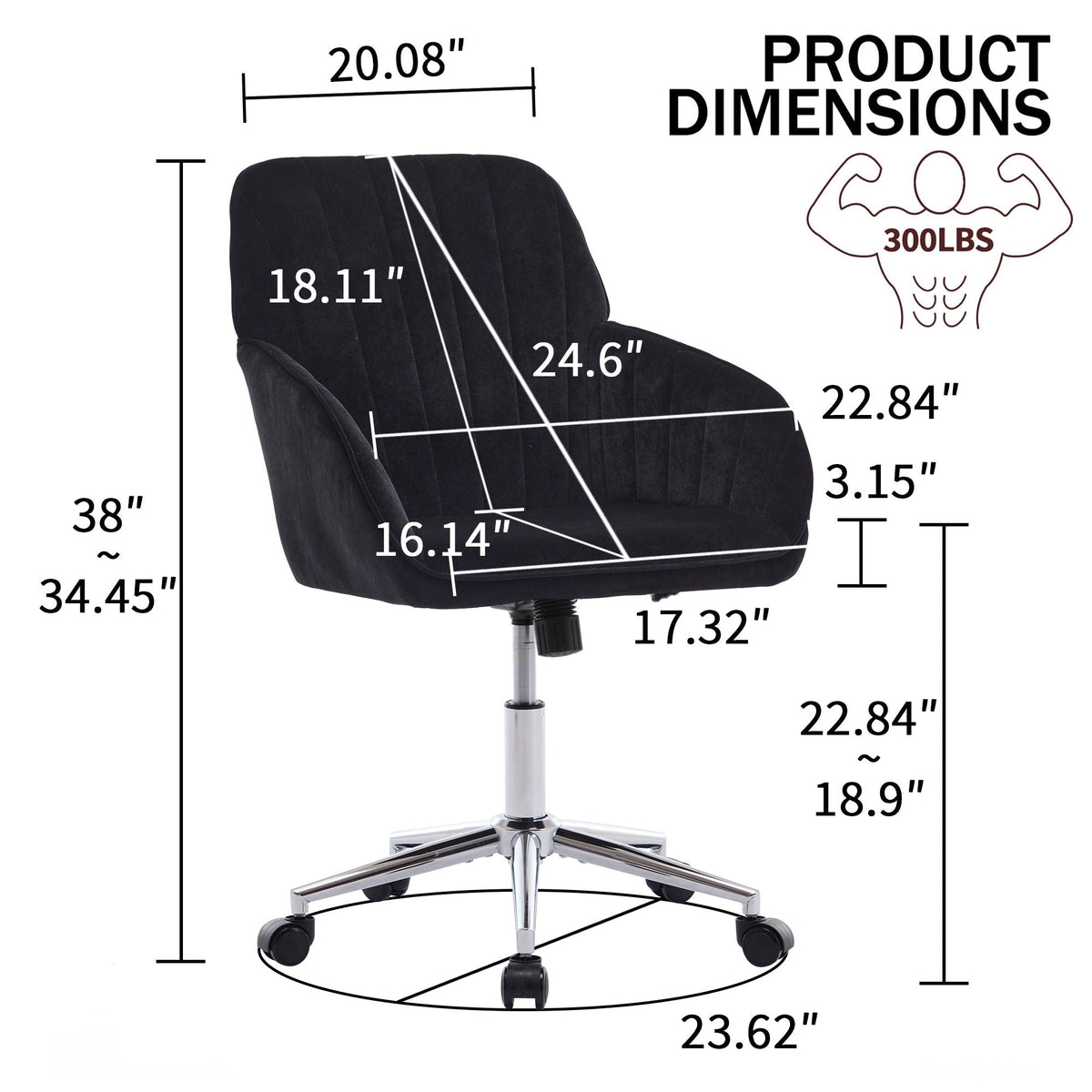 Adjustable Ergonomic Office Chair, Swivel Backrest Seat by Unique Piece Furniture