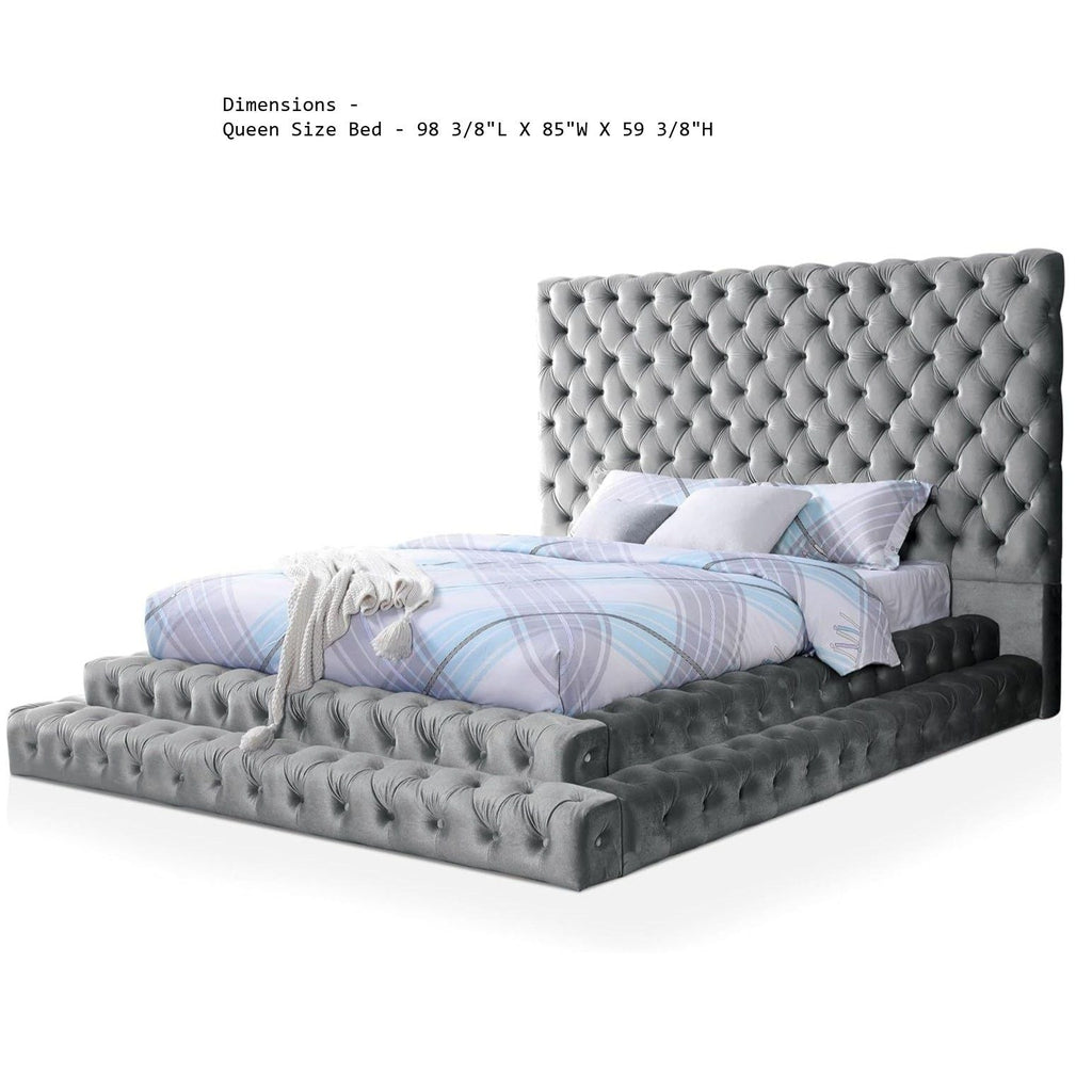 Tufted Oversized Headboard Platform Bed With Fully Upholstered Frame by Unique Piece Furniture