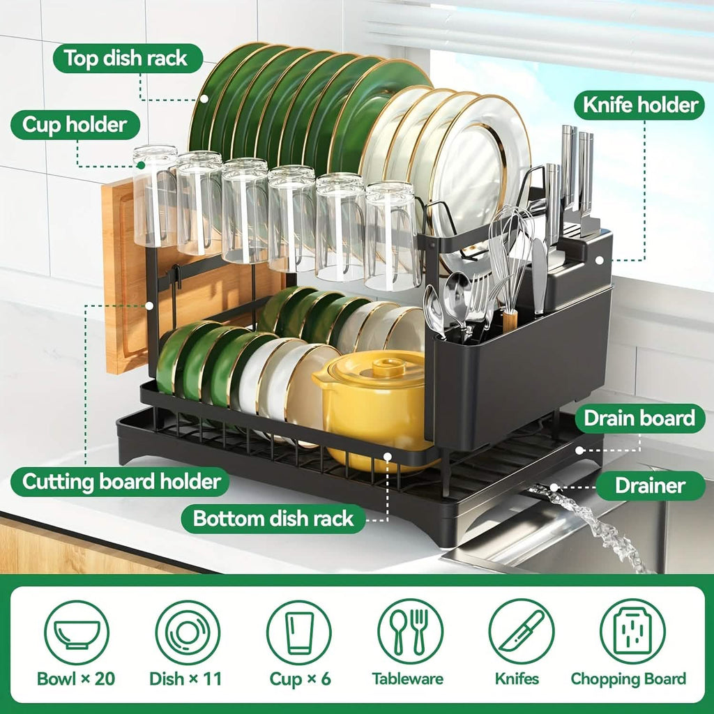 Black Metal Dish Rack – 2-Layer / 3-Layer by DailySale