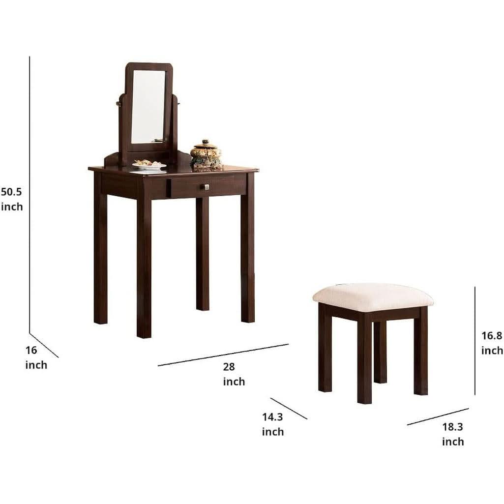 Espresso Transitional Vanity Set With Mirror For Home Use by ShipItFurniture