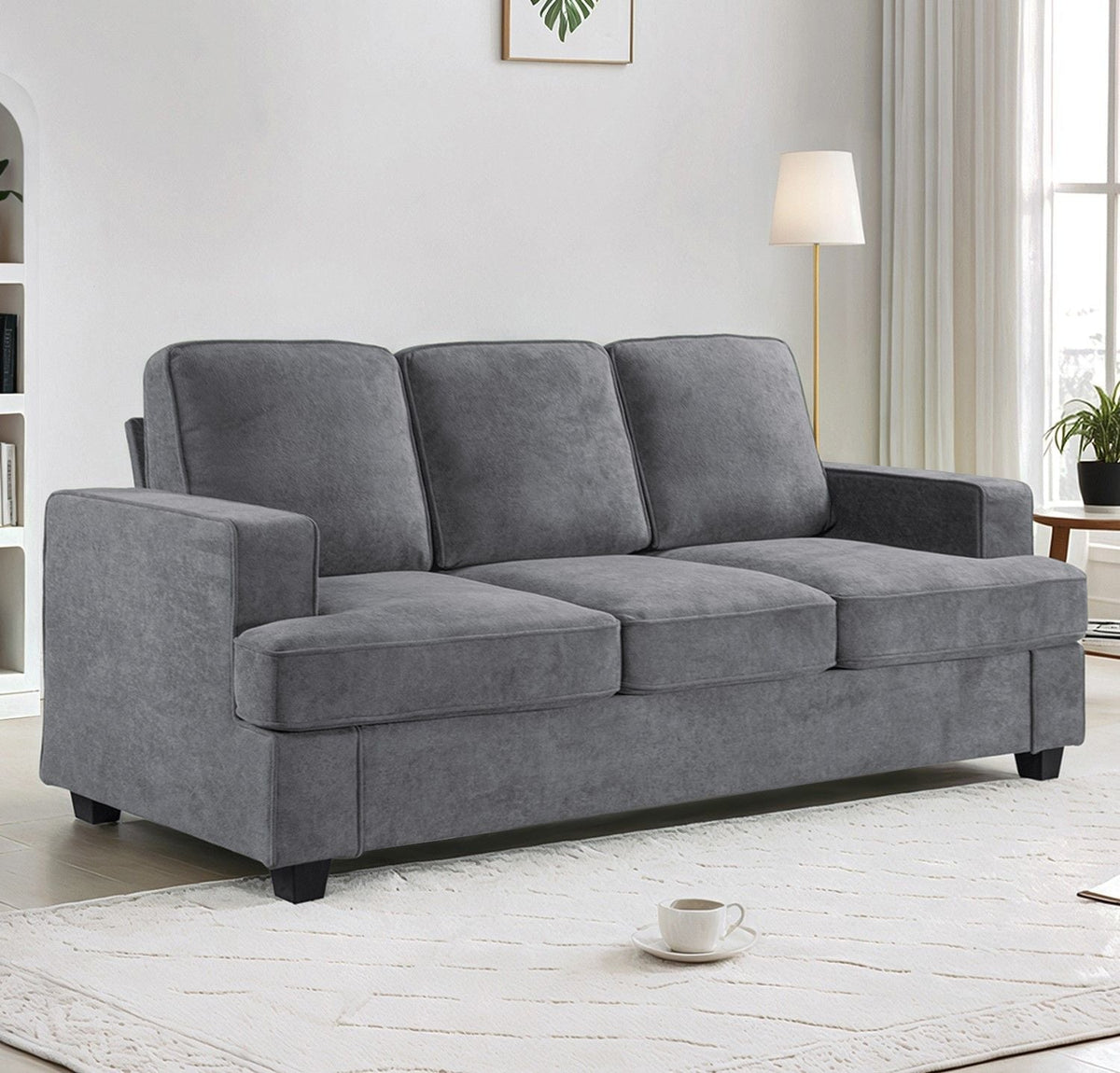 Modern Sofa, Comfortable 3 Seater Couch With Deep Seating, Loose Back Cushions, Wide Arms by Unique Piece Furniture