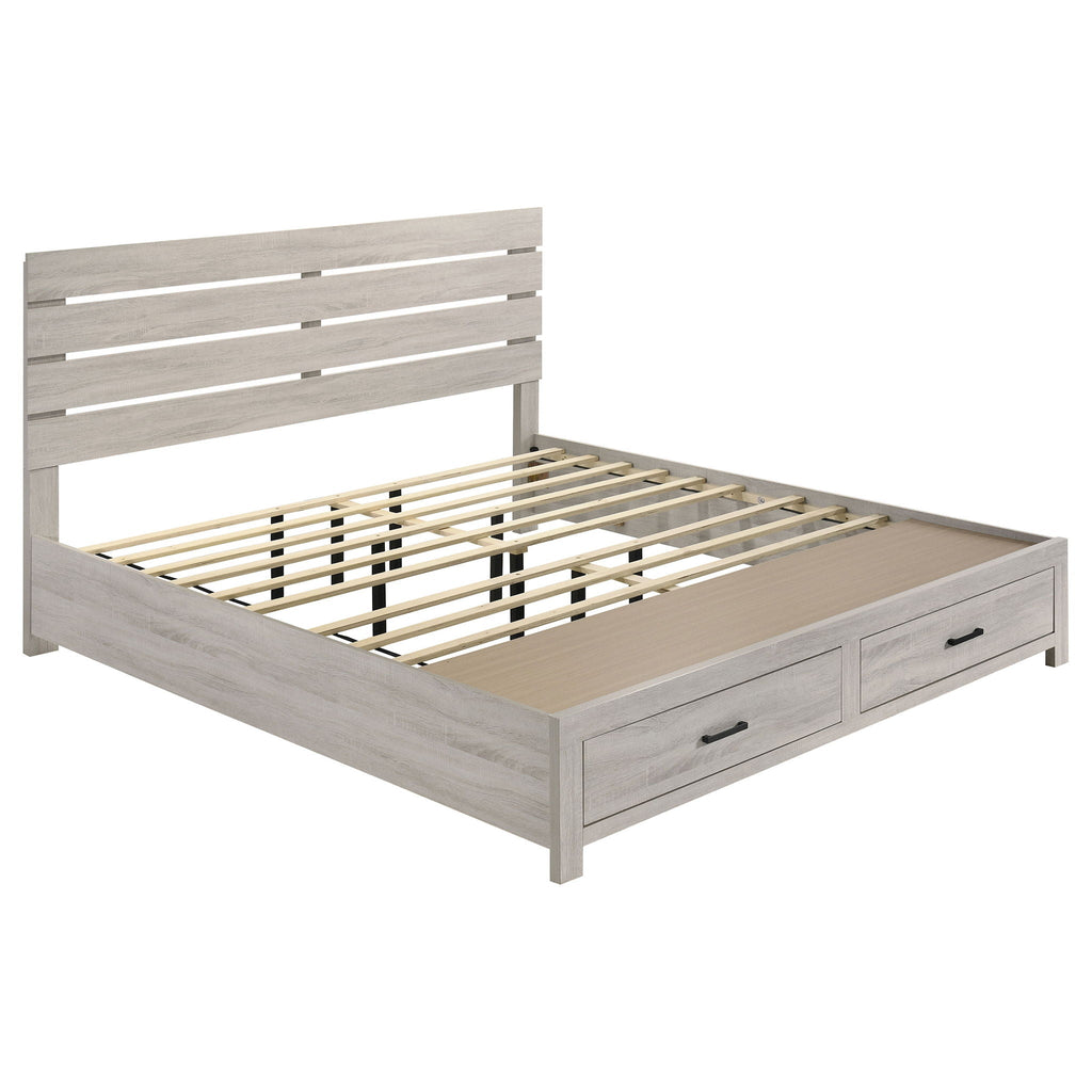 Brantford Wood Eastern King Storage Panel Bed Coastal White by Unique Piece Furniture