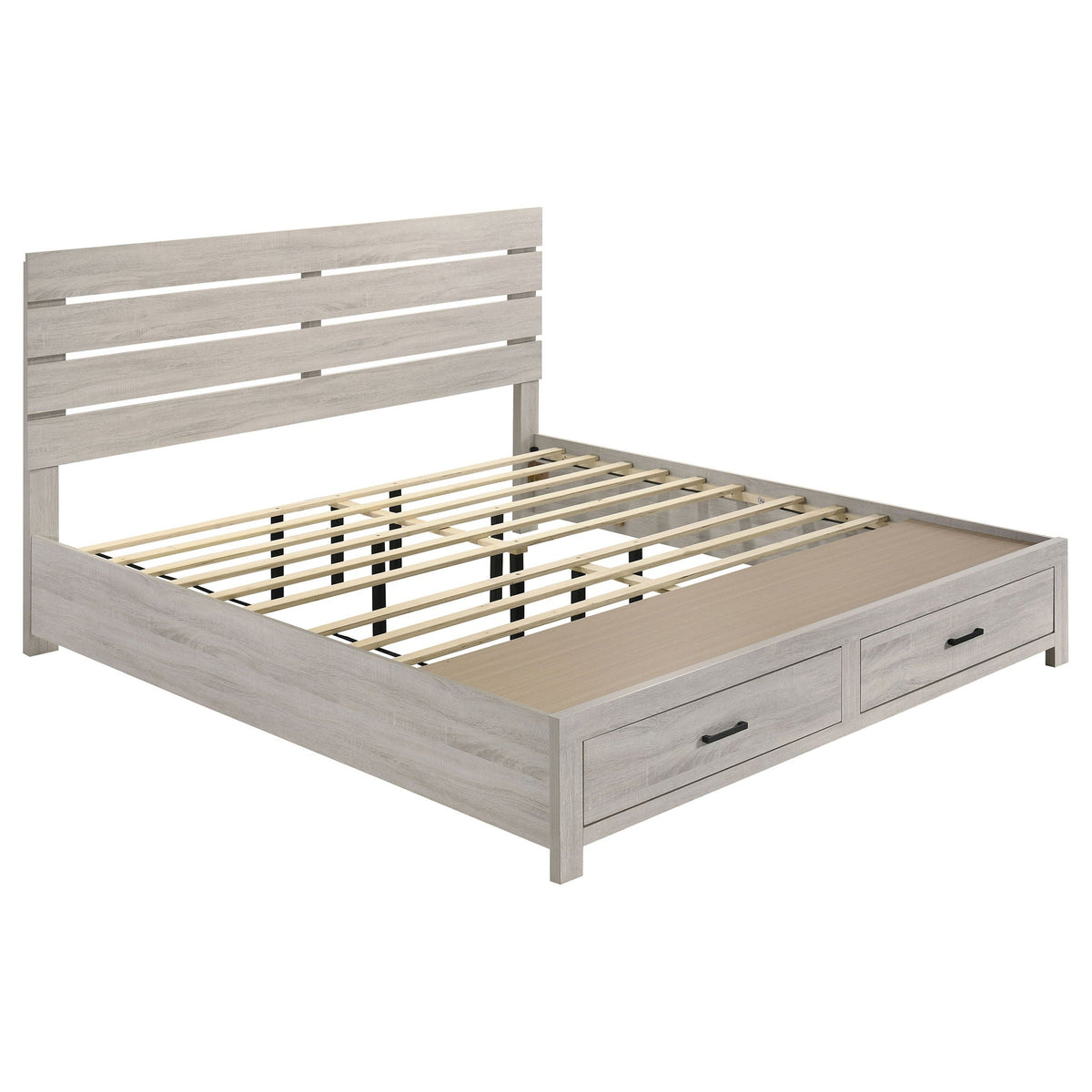 Brantford Wood Eastern King Storage Panel Bed Coastal White by Unique Piece Furniture