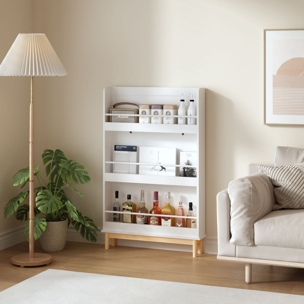 Wall Mounted Bookshelf, 3 Front Facing Display Shelves For Toddler Bedroom - White by Unique Piece Furniture