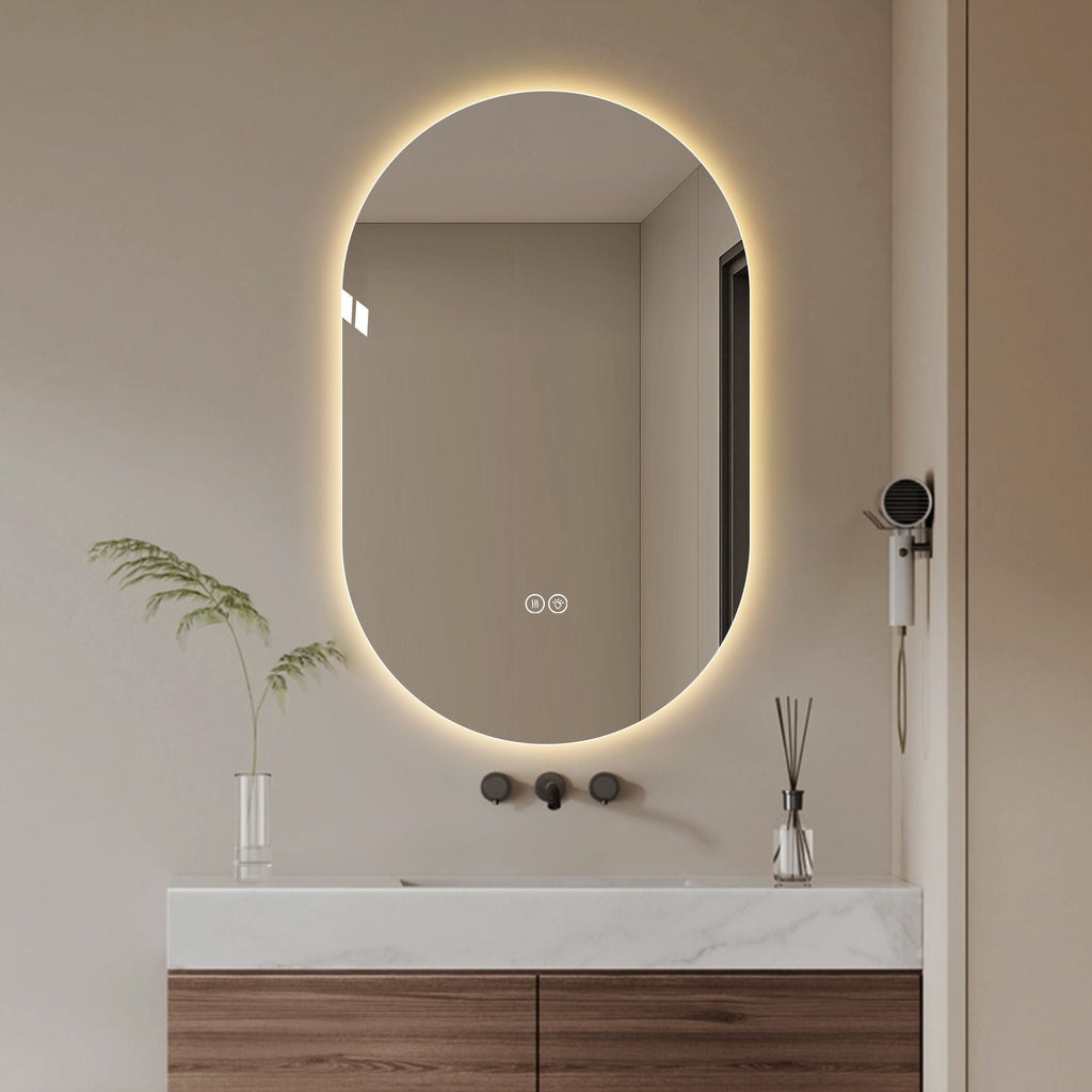 Smart Wall Mounted LED Touch Screen Mirror With Anti-Fog Function And Adjustable Lighting by Unique Piece Furniture