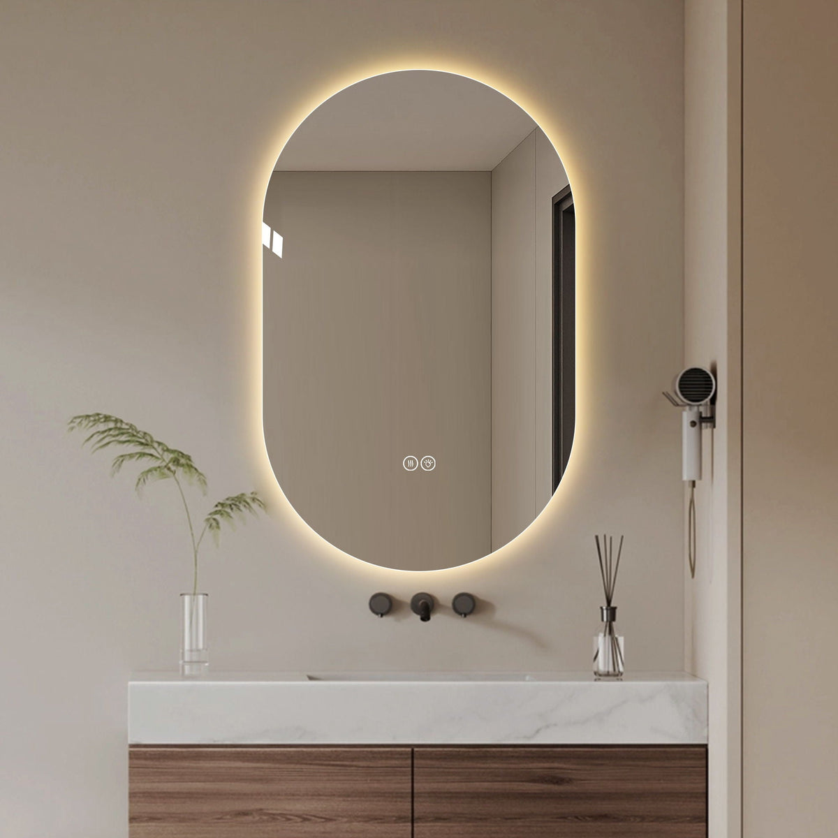 Smart Wall Mounted LED Touch Screen Mirror With Anti-Fog Function And Adjustable Lighting by Unique Piece Furniture