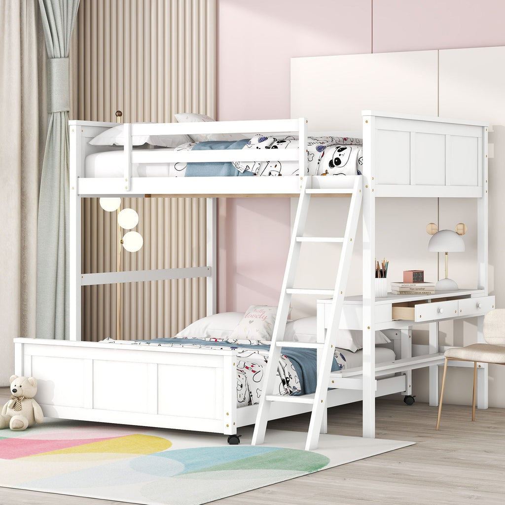 Full Over Full Bunk Bed With Desk by Unique Piece Furniture