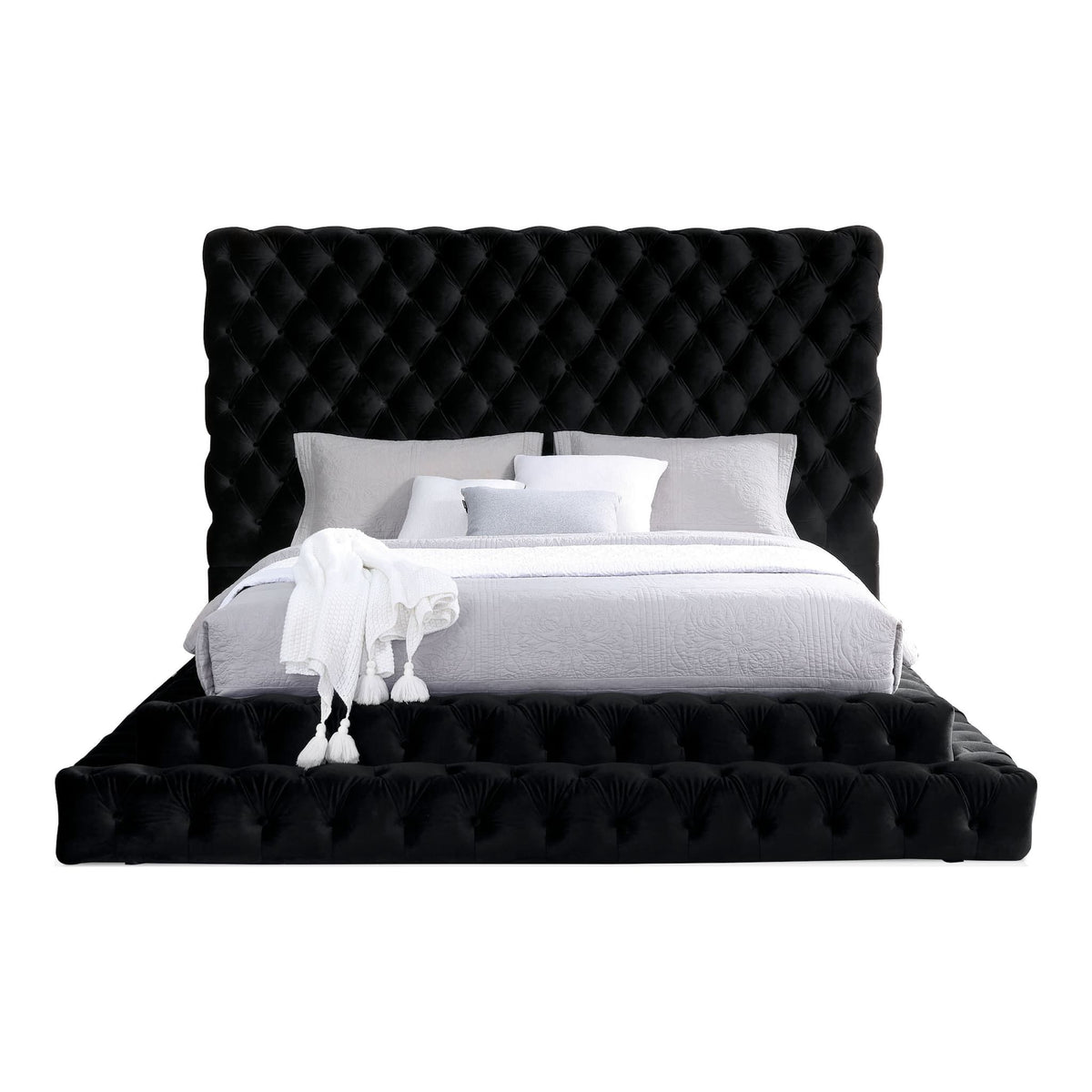 Tufted Oversized Headboard Platform Bed With Fully Upholstered Frame by Unique Piece Furniture