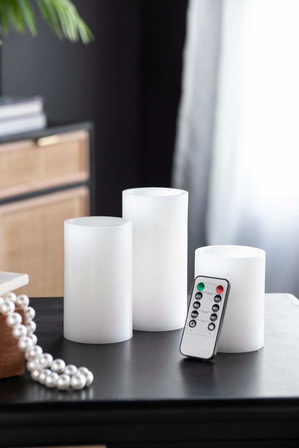 LED Candles With Remote Timer (Set of 3) - White by Unique Piece Furniture