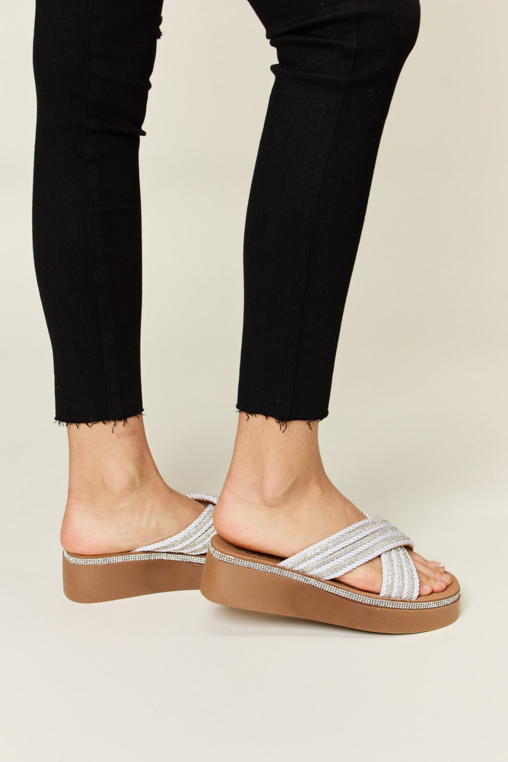 Forever Link Rhinestone Platform Wedge Sandals by Wild and Free Boutique