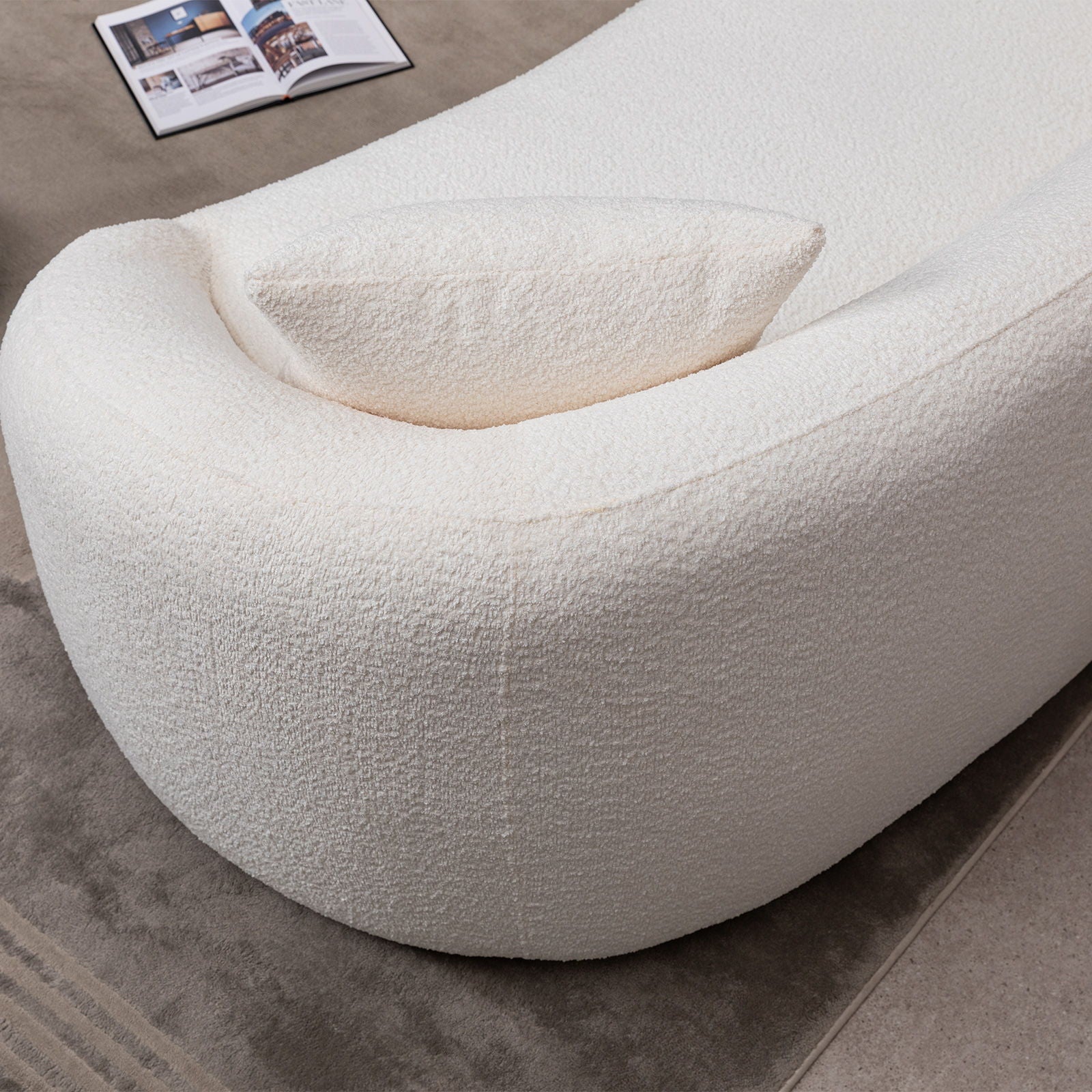 Curved 3 Seater Sofa For Living Room - White by Unique Piece Furniture