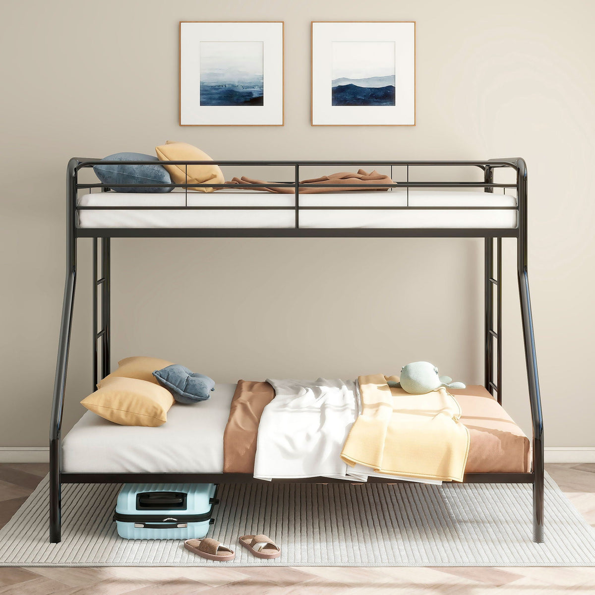 Carson Metal Twin Over Full Bunk Bed Glossy Black by Unique Piece Furniture