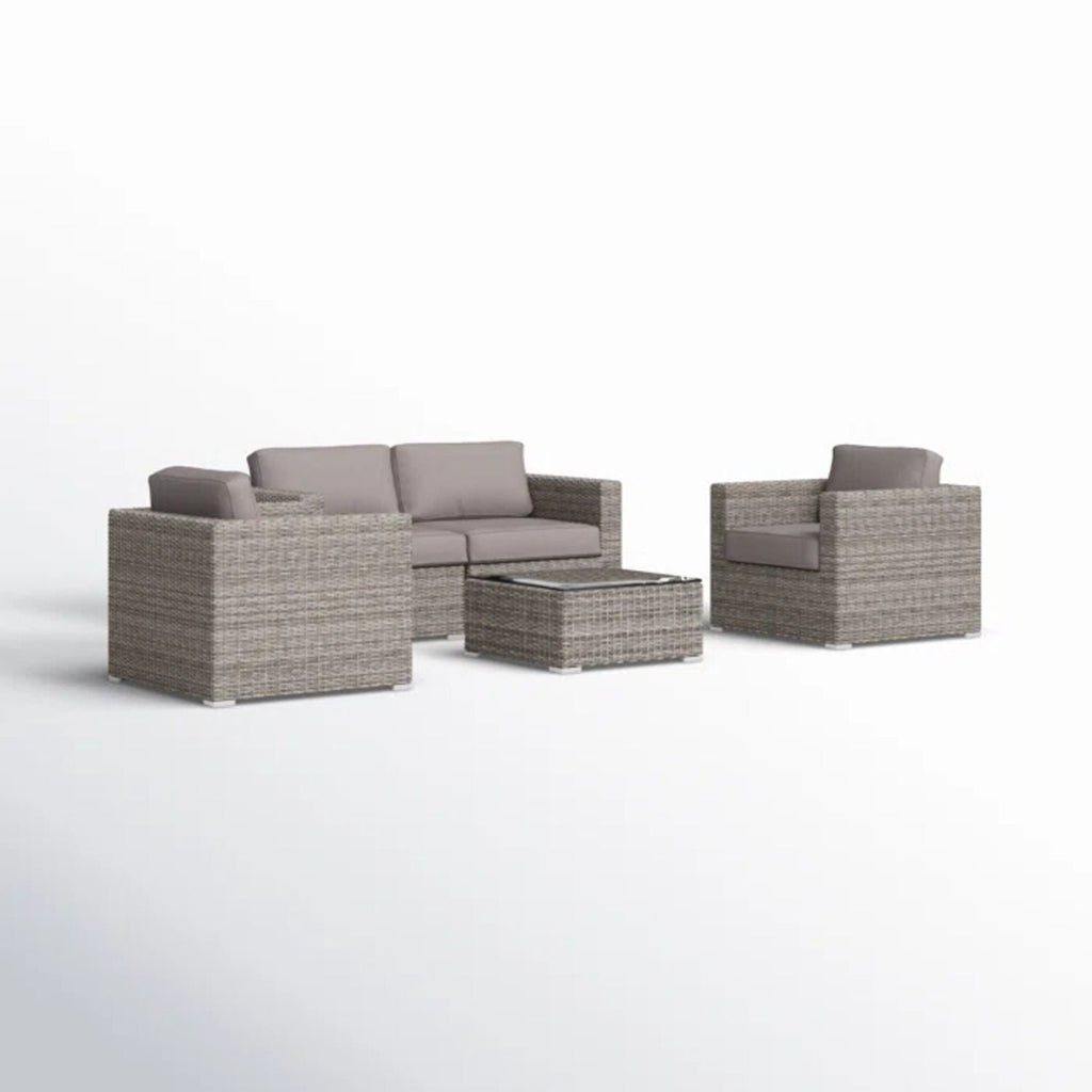 Wicker Seating Group Set With Table And Cushions by Unique Piece Furniture