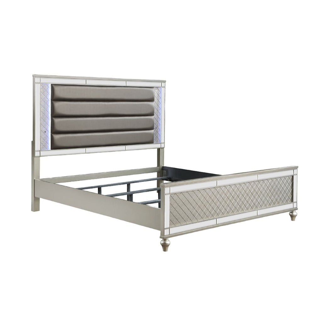 Modern Panel Bed Wit Tufted Design And Integrated LED Lighting by Unique Piece Furniture