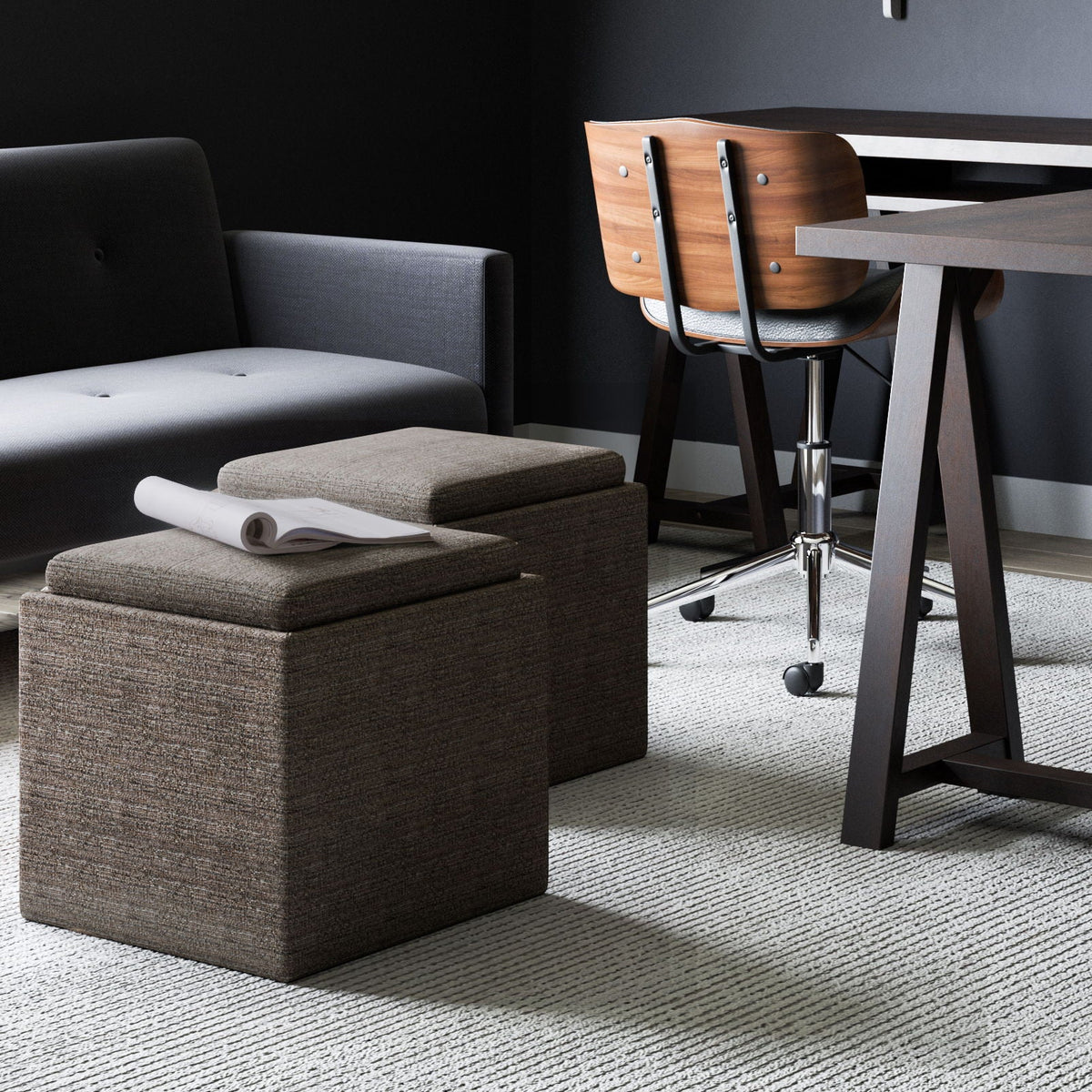 Rockwood - Upholstered Cube Storage Ottoman With Tray by Unique Piece Furniture