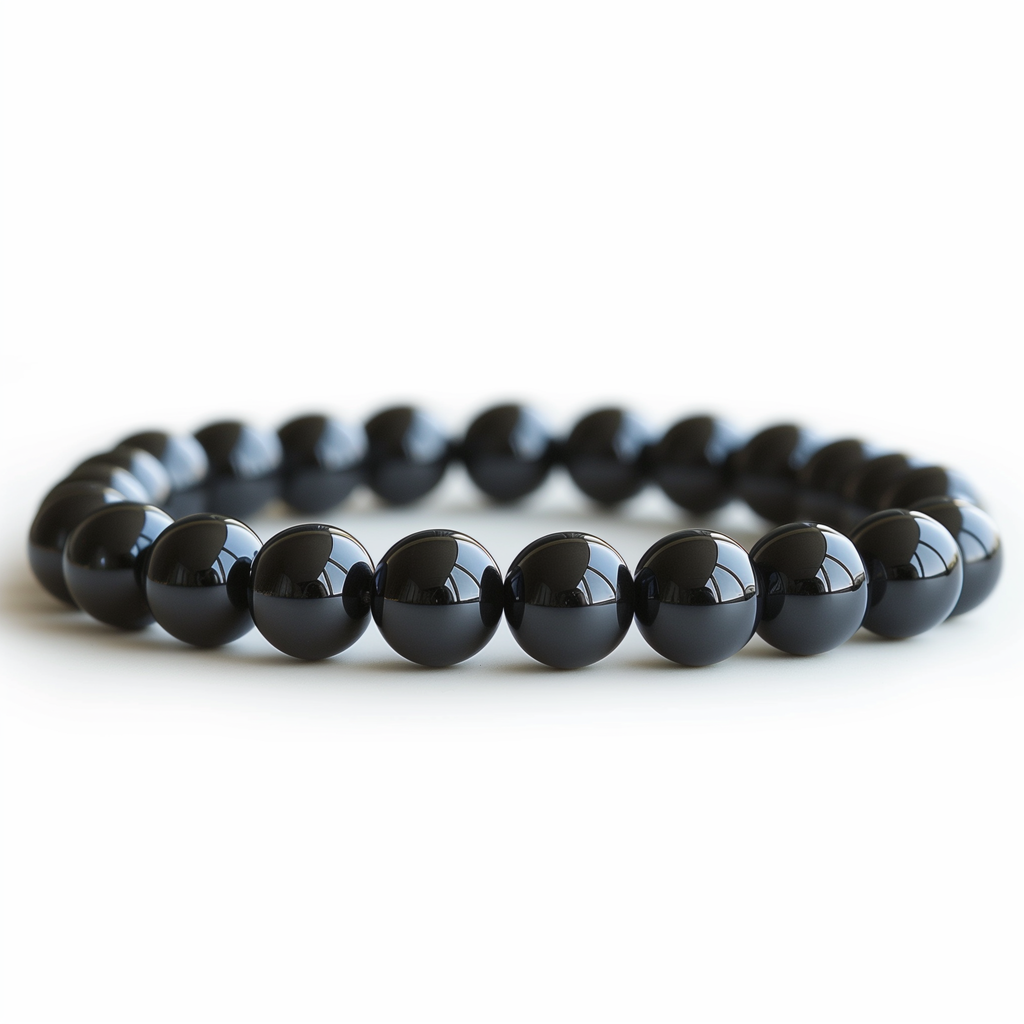 Black Obsidian Round Bead Bracelet by Sacred Crystals