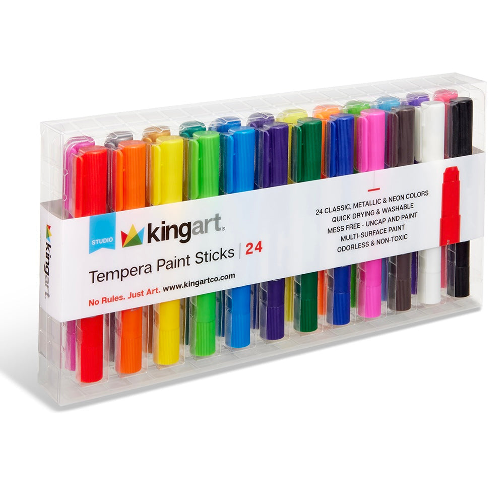 Tempera Paint Thin Sticks, 24 Colors by KINGART