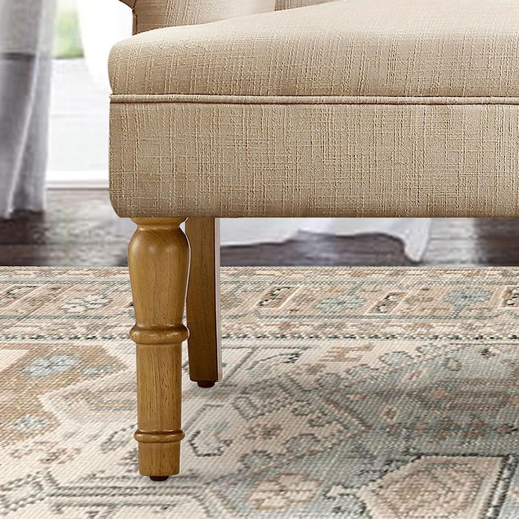 Warm Beige Tufted Linen Love Seat For Small Spaces by ShipItFurniture